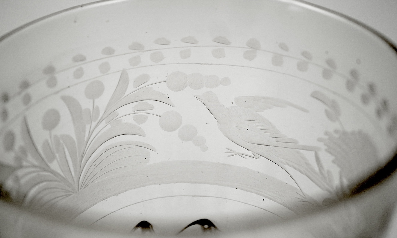 A Bohemian engraved glass wine goblet, c.1690-1700
